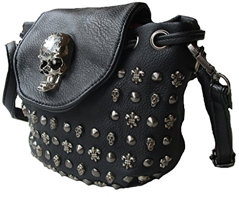 Rockabilly Punk Rock Baby Tasche Schwarz Black Skull Totenkopf Schultertasche Bag