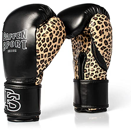Paffen Sport Lady Leo Frauenboxhandschuhe – Boxhandschuhe für Damen – schwarz/Leo – 12UZ