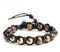 Halukakah ● Meister ● Männliches Titanium-Armband aus echtem Leder mit Eisen Pyrit Tiger Eye Perlen Größe Einstellbar mit Kostenlosem Geschenkbox