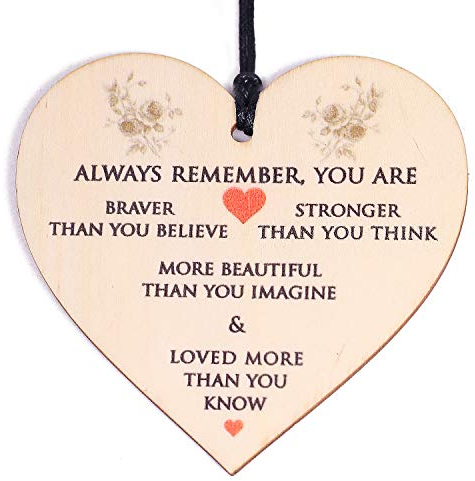 HONZEE Gifts for Women,Her Birthday Gift You Are Braver Stronger Smarter & Beautiful Inspirational Gifts for Friend Sister Daughter under 10 Pounds Wooden Hanging Plaque Thinking of You Gifts