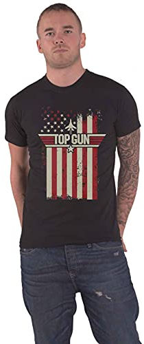 Top Gun Flag Männer T-Shirt schwarz L 100% Baumwolle Fan-Merch, Filme
