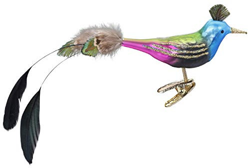 Inge-glas - Christbaumschmuck, Baumschmuck - Vogel - Funky Bird - Glas mit echten Federn - Größe: 10 cm