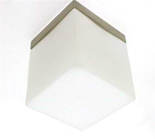 Lampenlux Deckenlampe Dave Eckig Weiß Glas E27 20cm 230V (Chrom Glänzend, ohne Leuchtmittel)