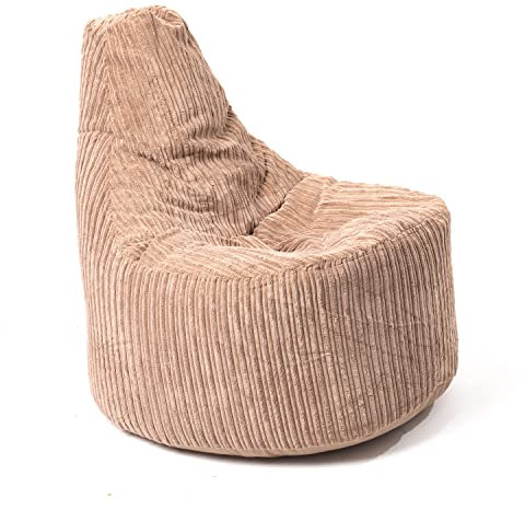 HH Home Hut Beanbag Chair Adult Jumbo Cord Seat Corduroy Fabric Indoor Gaming Chair Bean Bag Bedroom POD Bag High Back Ergonomic Design for Body Support Large Lounge Boho Decor Living Room Gamer