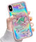 LCHULLE Kompatibel mit iPhone X,iPhone XS Handyhülle Schmetterling Glänzend Schutzhülle Mädchen Silikon Case Girls Glitzer Hülle für iPhone X/Xs Rosa