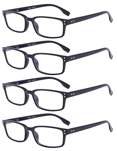 Eyekepper 4er Pack Klassische Lesebrille Rechteckige Fassung Herren Damen Schwarz +1.50