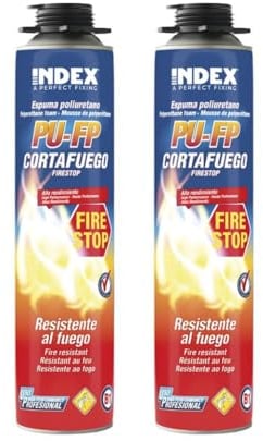 2x Brandschutzschaum B1 750ml, schwer entflammbar, feuchtigkeitshärtend, PU Pistolenschaum Montageschaum Bauschaum, Füll- und Dämmschaum, Dämmstoffkleber