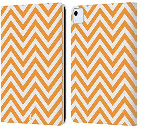 Head Case Designs Naranja Zigzag de neón Carcasa de Cuero Tipo Libro Compatible con Apple iPad Air 2020/2022