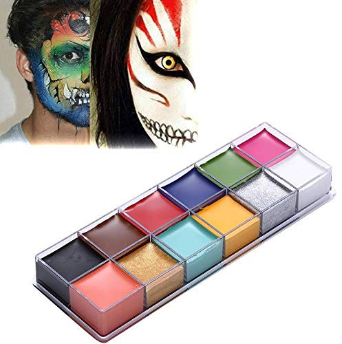 12 colores de maquillaje, pintura corporal, pintura al óleo, pintura corporal, pintura profesional al óleo, paleta de maquillaje para tatuajes, arte de Halloween, fiesta de disfraces