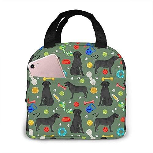 Lunchpaket Schwarzer Labrador Hund Niedlicher Labrador und Spielzeug Tote Bag Lunchboxen Wiederverwendbare isolierte Kühltasche Wasserbeständige Thermo-Essenstasche