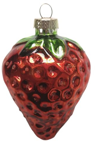Erdbeere Strawberry rot Weihnachtsbaumkugel Glas Christbaumschmuck Weihnachten 2