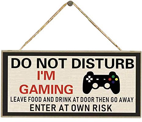 Faderr Gaming Sign, Gamer Wood Signs, Gaming Door Sign, Game Controller Room Sign, Do Not Disturb I'm Gaming Door Sign, for Boys Dad Son Man Birthday Gift(C), free size