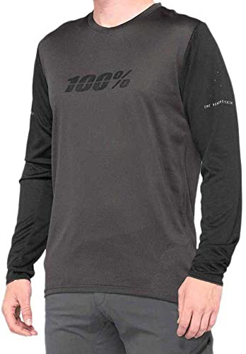 100% MTB WEAR Unisex-Erwachsene Ridecamp Long Sleeve Jersey L T-Shirt, Schwarz/Kohlegrau (Mehrfarbig), L