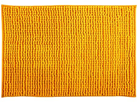 MSV Badteppich Badvorleger Duschvorleger Chenille Hochflor Badematte 50x80 cm – Safran Gelb