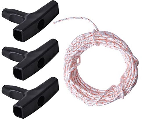 NATUCE Recoil Starter Rope Set 3.5mm * 10M Lawn Mower Pull Cord with 3pcs Starter Handle for Lawn Mower Chainsaw Trimmer Edger Brush Cutter Engine Parts