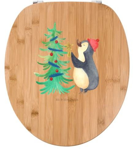 Mr. & Mrs. Panda Motiv WC Sitz Pinguin Weihnachtsbaum - Geschenk, Toilette, Winter, Klodeckel, Klobrille, Weihnachten, Toilettendeckel, WC-Sitz,