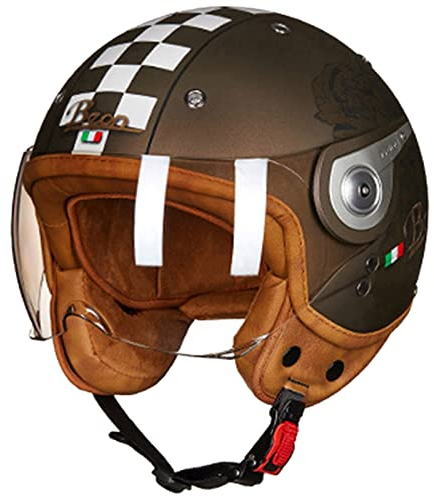 Casque Face Ouverte de Moto, Casque Jet Moto Avec Visière, Demi-Casque Harley Vintage Homme Femme ECE Homologué Casque Mobylette Bols Rétro Casque Pour Street Scooter Cruiser Chopper Cyclomoteur