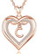 AEONSLOVE Kette mit Buchstaben C Namen Halskette Damen Kupfer Rosegold Herz Initialen Anhänger mit Zirkonia Alphabet Charm Schmuck für Frauen Mädchen, 45,7 cm Kette