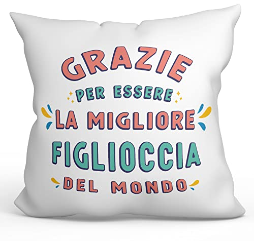 Mugffins Kissen mit Füllung mit Spruch für PATENTOCHTER/PATENKIND - Auf Italienisch - Grazie per Essere il miglior - 40 x 40 cm - originelles und lustiges Geschenk