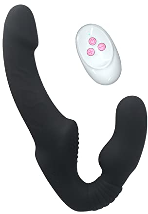 LZMYZ Silikon Realistischer Doppeldildo mit 10 Vibrations Paarvibrator, Strap On Umschnall Dildo Lesben Partner Vibratoren für Sie Klitoris und G-punkt Erotik Sexspielzeug für Frauen Paar(Schwarz)