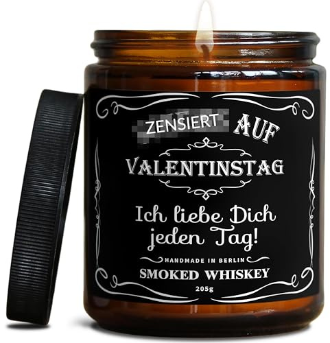 Whiskey Duftkerze Schei* auf Valentinstag | Lustiges Valentins Geschenk für Ihn | Handgemacht in DE | In Geschenkbox | Männer Partner Geschenk Idee Mann Ehemann Freund