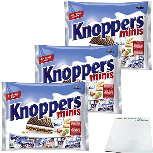 Storck Knoppers Minis das Frühstückchen und alles ist drin 3er Pack (3x200g Beutel) + usy Block