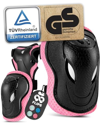 99FLIPS Set di Ginocchiere Pattini BambinaInliner, Skateboard e Bicicletta - Ginocchiere Bambino, Protezioni Skate, Protezioni Roller Bambina - Protezione Skateboard Bambino - GRIND S/M Rosa