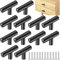 ZACUDA 12 PCS T Bar Handle Stainless Steel Cabinet Pulls 50mm Single Hole Drawer Knob Pulls Kitchen Cabinet Handles Furniture Knobs with Screws for Cupboard Cabinet Wardrobes Bathrooms Doors（Black）