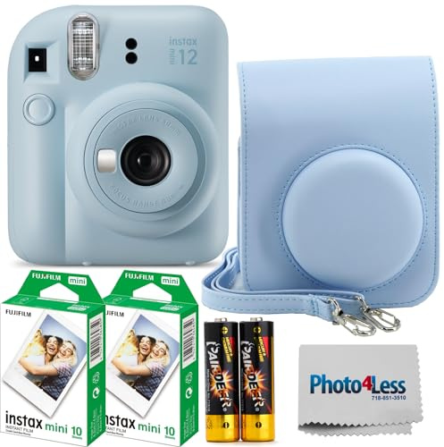 FUJIFILM Instax Mini 12 - Cámara instantánea de película instantánea + Fujifilm Instax Mini (16437396) + Funda - Bundle! (Azul Pastel)