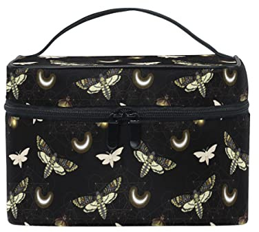 Gothic-Make-up-Tasche, schwarz, Gothic-Motten-Schmetterling, Make-up-Organizer, Taschen, Kulturbeutel, Box, Reise-Kosmetiktasche, Make-up-Etui für Frauen, Teenager, Mädchen, Damen