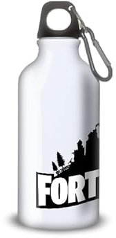 Gourde/Bouteille d'eau en Aluminium - Acier Inoxydable (thermos 24h) réutilisable 330ml à 750ml, Fortinite Logo (Aluminium, Mousqueton S 400ml)