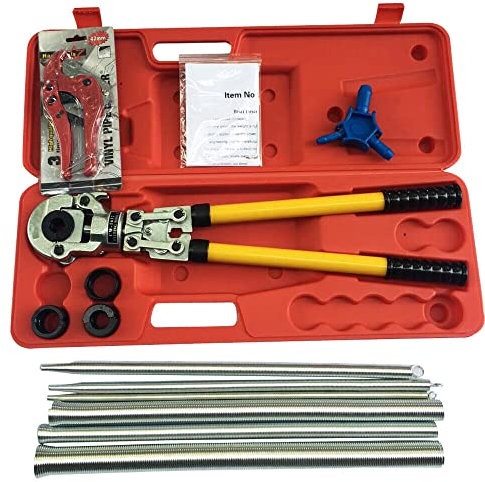 Pinza crimpatrice professionale per tubi in acciaio, tipo V, tubo composito di rame, tipo TH, calibro a molla di piegatura, 16-32 mm, girevole a 360°
