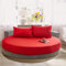 FANSU Runde Spannbettlaken, Weiche Baumwolle Spannbetttuch Atmungsaktiv Boxspringbett Einfarbig Matratzenschoner für Hotel Wasserbett Matratze (220x220+25cm,Rot)