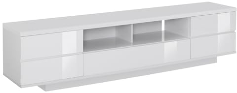 TV Lowboard - ICY Weiß Dekor - Weiß Hochglanz - B 200 cm - 2 Türen - 1 Klappe