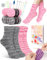 Katech Strickset für Anfänger und Erwachsene, 4-teiliges Sockengarn zum Stricken mit Schritt-für-Schritt-Anleitung und Stricknadeln, Strick-Starter-Set für Anfänger, Socken lernen, Geschenk