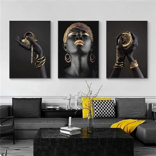 3D romántico amante escultura póster figura de metal arte amor corazón beso imágenes arte mural, pintura mural de mujer africana negra, sin marco (póster 06, 3 piezas-40 x 60 cm)