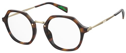 LEVI'S Brille mit Sehstärke in Gold für Unisex optional mit Sonnenbrillentönung oder Blaulichtfilter, Rund, gefertigt aus Nylon, Modell: 108083 (inklusive Brillenetui)