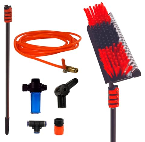 Barra Telescópica Extensible Multifunción, 1,6 a 7 Metros, Manguera Interior, Limpieza Placas fotovoltaicas, Techos, Coches, embarcaciones, Dispensador de Jabón, Limpiador Placas solares