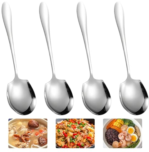 4 Pezzi Grande Cucchiaio Da Portata Con Manici Lunghi 21.5Cm Cucchiai Da Portata con Manico Lungo, Cucchiaio Da Portata, Cucchiaio Da Buffet Per Ristoranti per Casa, Ristorante, Hotel, Caffetteria