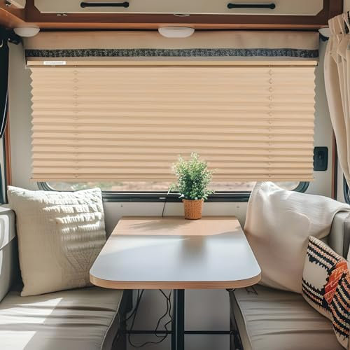 RVINGPRO Wohnmobil-Jalousien für Wohnmobilfenster, Camper-Ersatzrollos, Sichtschutz, RV-Fensterblenden für Wohnmobil, Wohnmobil, Reiseanhänger, Cappuccino (66 cm B x 96,5 cm L)