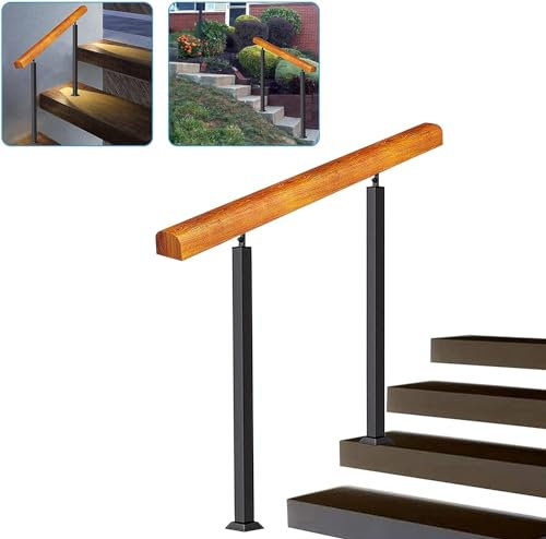 CATANK Treppengeländer-Set, Sicherheitshandlauf für die Veranda, Holzhandlauf, Hausgarten-Korridor-Lofts-Terrassengeländer mit Doppelpfosten (anpassbar) (Farbe: Höhe 95 cm, Größe: 110 cm/