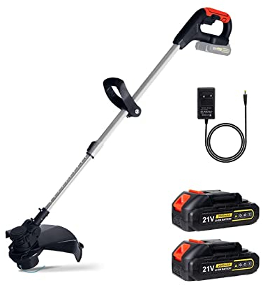 MEIVIYA Taille-Bordures et Coupe-Bordure Tondeuse à Gazon électrique 21V Coupe Gazon sans Fil Longueur Coupe réglable Outils de Jardin compatibles(2 Batteries 1 Plug)