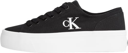 Calvin Klein Baskets Vulcanisées Femme Flatform Basses, Noir (Black/Bright White), 41