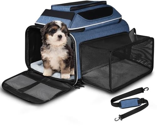 Petskd Oben und seitlich ausziehbare Haustier-Tragetasche mit den Maßen 45,7 x 27,9 x 27,9 cm, zugelassen für Delta Airlines, Tragetasche für kleine Katzen und Hunde mit weichen Seiten