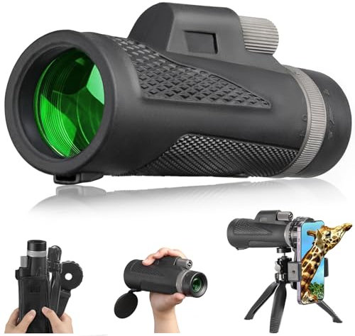 10-12x50 Monocular Telescope, Portable Monoculars for Adults with BAK4 Prisms & FMC Lens, Compact Waterproof HD Monoculars with Smart Phone Adapter Tripod for Bird Watching Hiking Camping