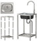 Spülbecken Edelstahl Outdoor Spüle mit Unterschrank Küchenspüle, Freistehende Waschbecken mit Wasserhahn für Küche, Restaurant, Garage, Waschküche Camping (50 * 40 * 82CM)