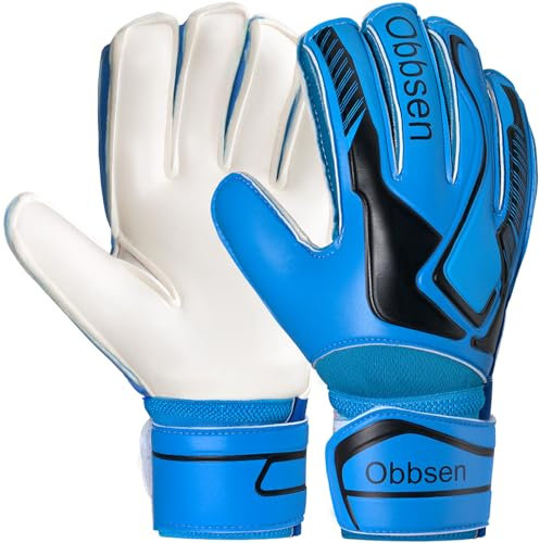 Torwarthandschuhe mit Fingersave, Junior Unisex Fußball Torwarthandschuhe Super-Grip mit Dicker Latex, Extreme Starke Kontrolle Torwarthandschuh für Kinder, Erwachsene und Jugendliche