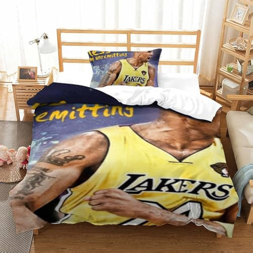 BSTELA9IE Kobe Bryant Bettbezug Bettwäsche Kinderbettwäsche Reißverschluss Mit Kissenbezügen Betten Set2 Teilig Für Jugendliche Kinder Schlafzimmer Single(135x200cm)