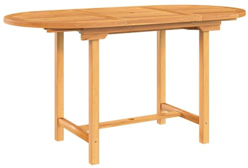Makastle Gartentisch Ausziehbar mit Schirmloch, Esstisch Holztisch Terrassentisch Outdoortisch für Garten, Balkon & Terrasse, 110-160x80x75 cm Massivholz Teak