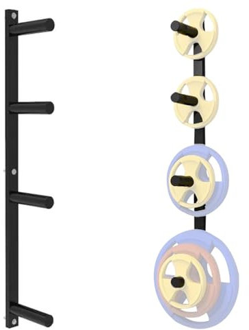 MTTXY Fitness Weight Plate Storage Rack, Weight Plate Holder Wall Mounted Bumper Plate Storage for Home Gym, Fit 2in Olympic Plates,4-peg